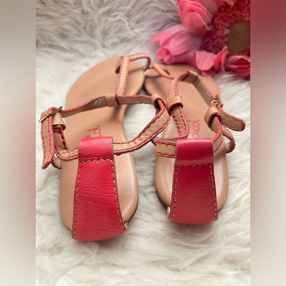 Splendid Toe Loop Sandals Flat Tan & Red 8.5 - Picture 4 of 7